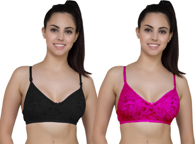 AMOZE Women Push-up Heavily Padded Bra(Black, Pink)