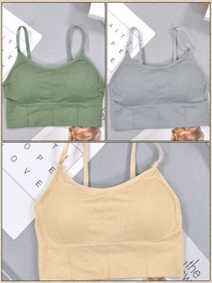 HouseOfCommon Women T-Shirt Lightly Padded Bra(Black, Green, Beige)