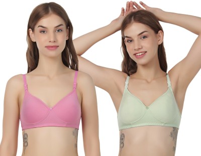 MOSSMOOR Women Everyday Non Padded Bra(Pink, Light Green)