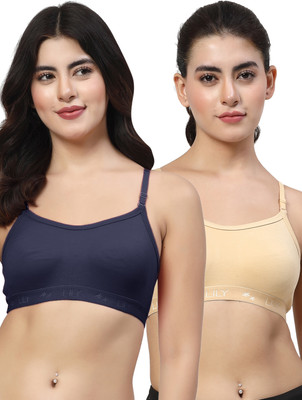 LILY 3321 Women Sports Non Padded Bra(Blue, Brown)