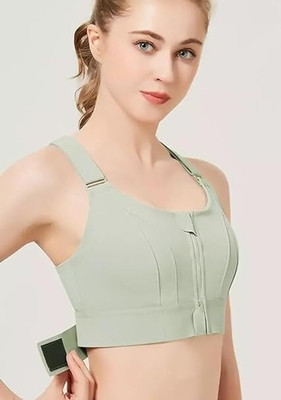 Sensual Lady Yoga Bra with Adjustable Straps High Impact Shockproof Brassiere Women Sports Lightly Padded Bra(Light Green)