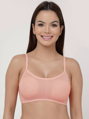 MUSKI COLLECTION Women's Lightly Padded Non-Wired Full Coverage Bra with Lace Detailing Women Bralette Lightly Padded Bra(Orange)