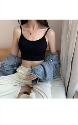 BRANKLY URJA Women Cami Bra Lightly Padded Bra Women Cami Bra Lightly Padded Bra(Black)