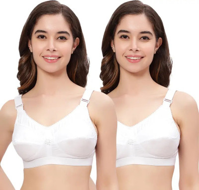 Reedeal Women Full Coverage Non Padded Bra(White)