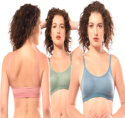 lufiya mina Women Sports Non Padded Bra(Dark Blue, Dark Green, Pink)