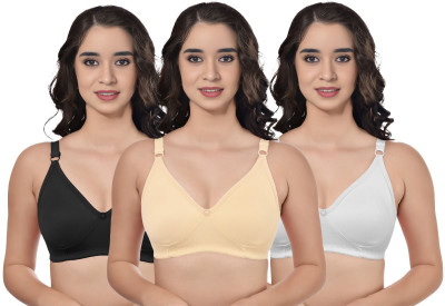 Black Wings Cotton Rich Non-Padded Non-Wired Everday T shirt Bra for Women's Women Everyday Non Padded Bra(Multicolor)