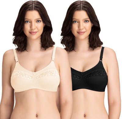 Groversons Paris Beauty Lace Women Everyday Non Padded Bra(Multicolor)
