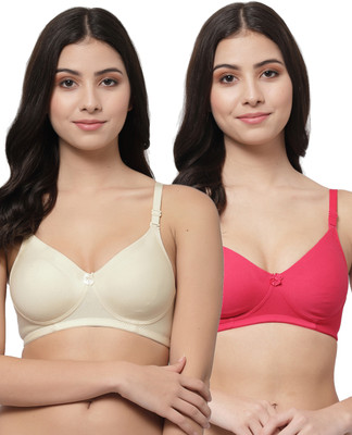 COLLEGE GIRL Detachable Strap Women T-Shirt Lightly Padded Bra(Beige, Pink)