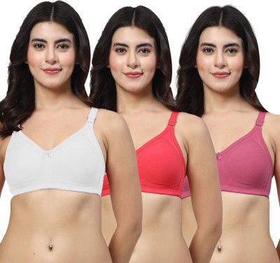 LILY iranos Women Full Coverage Non Padded Bra(White, Red, Purple)
