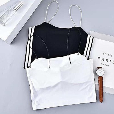 Vinbila Casual Solid Women White, Black Top