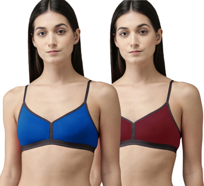 Cup's-In A-Veni Bra Women Minimizer Non Padded Bra(Blue, Maroon)