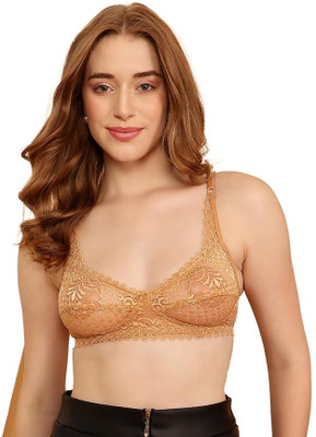 Kiwara Decent net BRA Women Full Coverage Non Padded Bra(Gold)