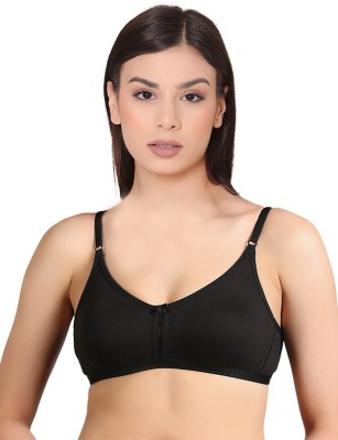 Groversons Paris Beauty Cotton Rich Double Layered Women Everyday Non Padded Bra(Black)