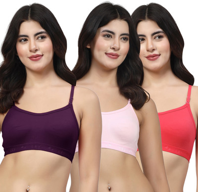 LILY 3321Mino Women Sports Non Padded Bra(Purple, Pink, Red)