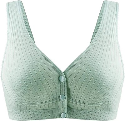 Wave Fashion Button Feeding Bra Women Maternity/Nursing Lightly Padded Bra(Green)