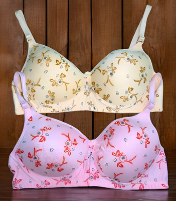 Anamta Pack of 2 Light Padded Print bra Women Push-up Lightly Padded Bra(Multicolor)