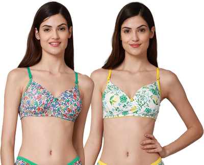 PIBU A_Riopd Bra Women Minimizer Lightly Padded Bra(Green, Yellow)