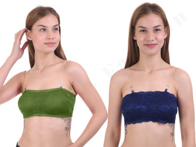 Restore Fashion 521 Women Bandeau/Tube Lightly Padded Bra(Green, Blue)