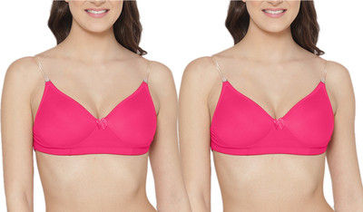 KOMLI Komli Transparent back Seamless Cotton Rich Lightly Padded Bra Women T-Shirt Lightly Padded Bra(Pink)