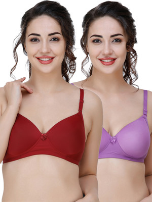 COLLEGE GIRL Hellopad ComboPO2 Women Everyday Lightly Padded Bra(Maroon, Purple)