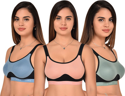 Zivosis Women Sports Non Padded Bra(Light Blue, Light Green, Pink)