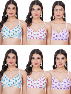 FigureFit MerryMould Women T-Shirt Non Padded Bra(Blue, Pink, Purple)