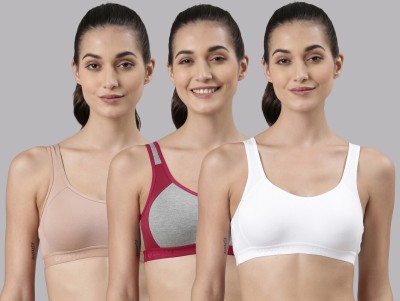 Dollar Missy Wire-Free Moulded Sports Women Sports Non Padded Bra(Grey, Beige)