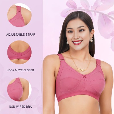 Cintella Solid Non-Padded Bra ( 38C, Pink) Women Full Coverage Non Padded Bra(Pink)