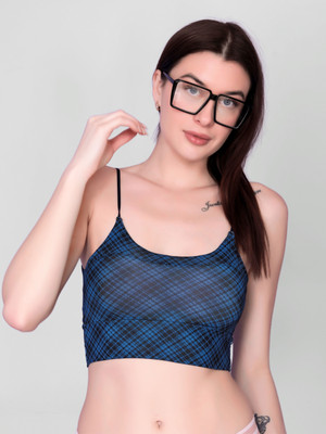 BEYONDIMAGINE Women Cami Bra Lightly Padded Bra(Blue)