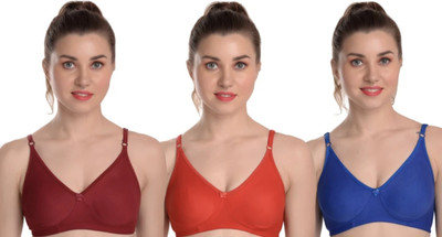 KriBhi Women T-Shirt Non Padded Bra(Red, Black, Blue)
