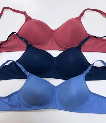 Fashocart Women T-Shirt Lightly Padded Bra(Dark Blue, Pink, Light Blue)