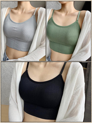 FASHOKART Women T-Shirt Lightly Padded Bra(Grey, Green, Black)