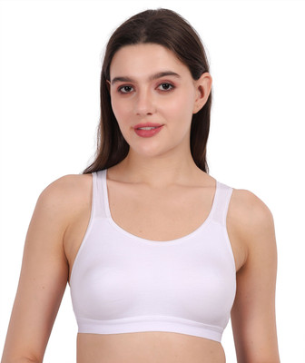 MATHIL STORE Sports Bra for Women – Padded, Wire Free, Comfort Fit Women Sports Non Padded Bra(White)
