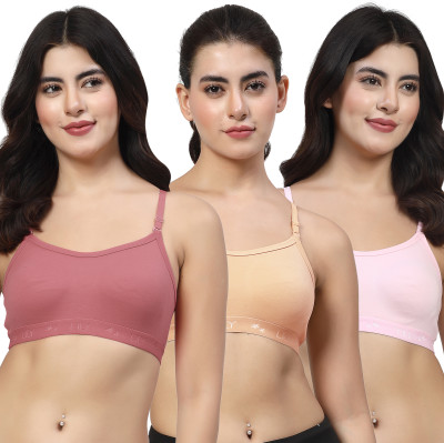 LILY 3321 Women Everyday Non Padded Bra(Maroon, Orange, Pink)