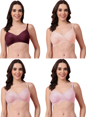 Shyam Sons FLAIR Women T-Shirt Non Padded Bra(Purple, Orange, Pink, Purple)