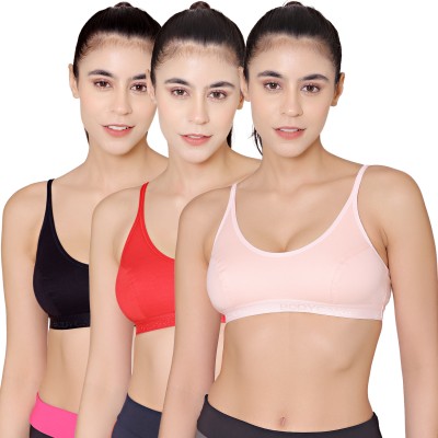 BodyCare Sports Bra Women Sports Non Padded Bra(Red, Pink, Black)