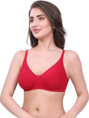 Inner Amour Women Cotton Bra | Non-Padded Wire-Free Medium Coverage with Adjustable Straps Women T-Shirt Non Padded Bra(Red)