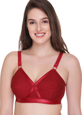 SONA by PERFECTO Women's Perfecto Cotton Full Coverage Plus Size Non-Padded Wirefree Everyday Bra Women Full Coverage Non Padded Bra(Maroon)
