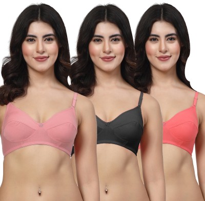 LILY manoop Women Everyday Non Padded Bra(Pink, Black, Red)