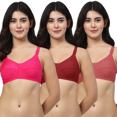 LILY 306 Women Minimizer Non Padded Bra(Pink, Maroon, Brown)