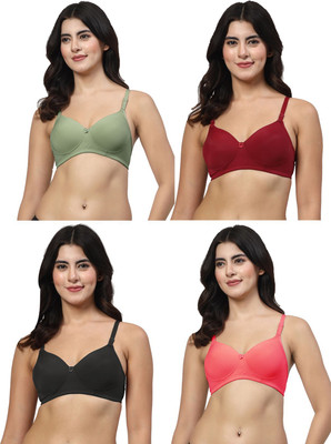 LILY Dapyklis Women Minimizer Lightly Padded Bra(Maroon, Green, Black, Pink)