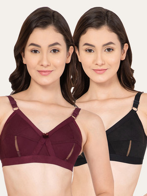 Lady Lyka Women Everyday Non Padded Bra(Purple, Black)