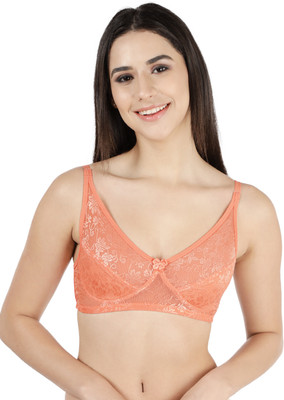 Susie Susie Peach Parfait Non Padded Wirefree Lace Bra Women Everyday Non Padded Bra(Orange)