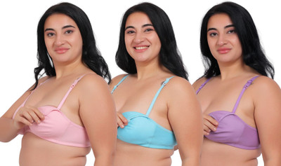 Fabme Plus Size Women Maternity/Nursing Non Padded Bra(Multicolor)