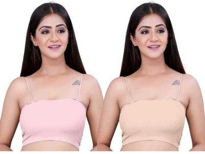 ZORWERN Women Cami Bra Lightly Padded Bra Women Cami Bra Lightly Padded Bra(Pink, Beige)