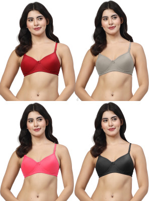 LILY maofcigam Women T-Shirt Lightly Padded Bra(Green, Maroon, Black, Red)