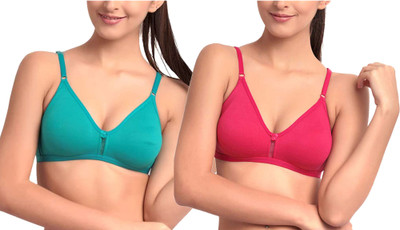 Fabitude Self Design Women Everyday Non Padded Bra(Green, Pink)