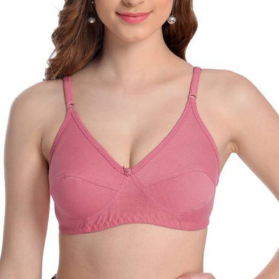 Chic Hook Non Padded cotton Double layered fabric Non- wired full coverage Bra Women Everyday Non Padded Bra(Pink)