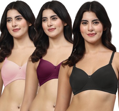 LILY Dapyklis Women T-Shirt Lightly Padded Bra(Pink, Purple, Black)