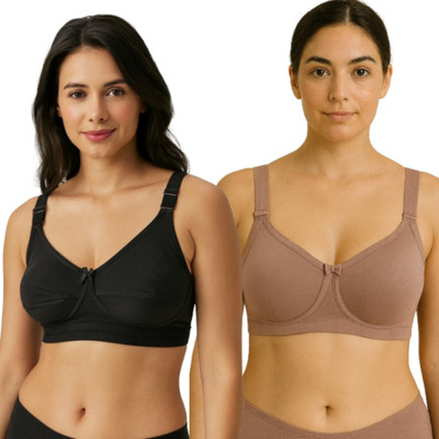HERBLOURE Volvo 2C Women Full Coverage Non Padded Bra(Brown, Black)